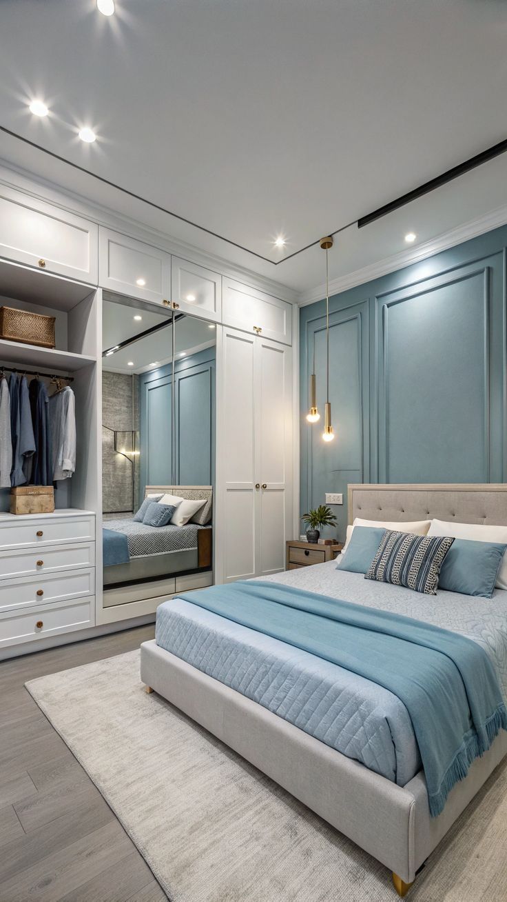 Elegant Blue‑White Bedroom